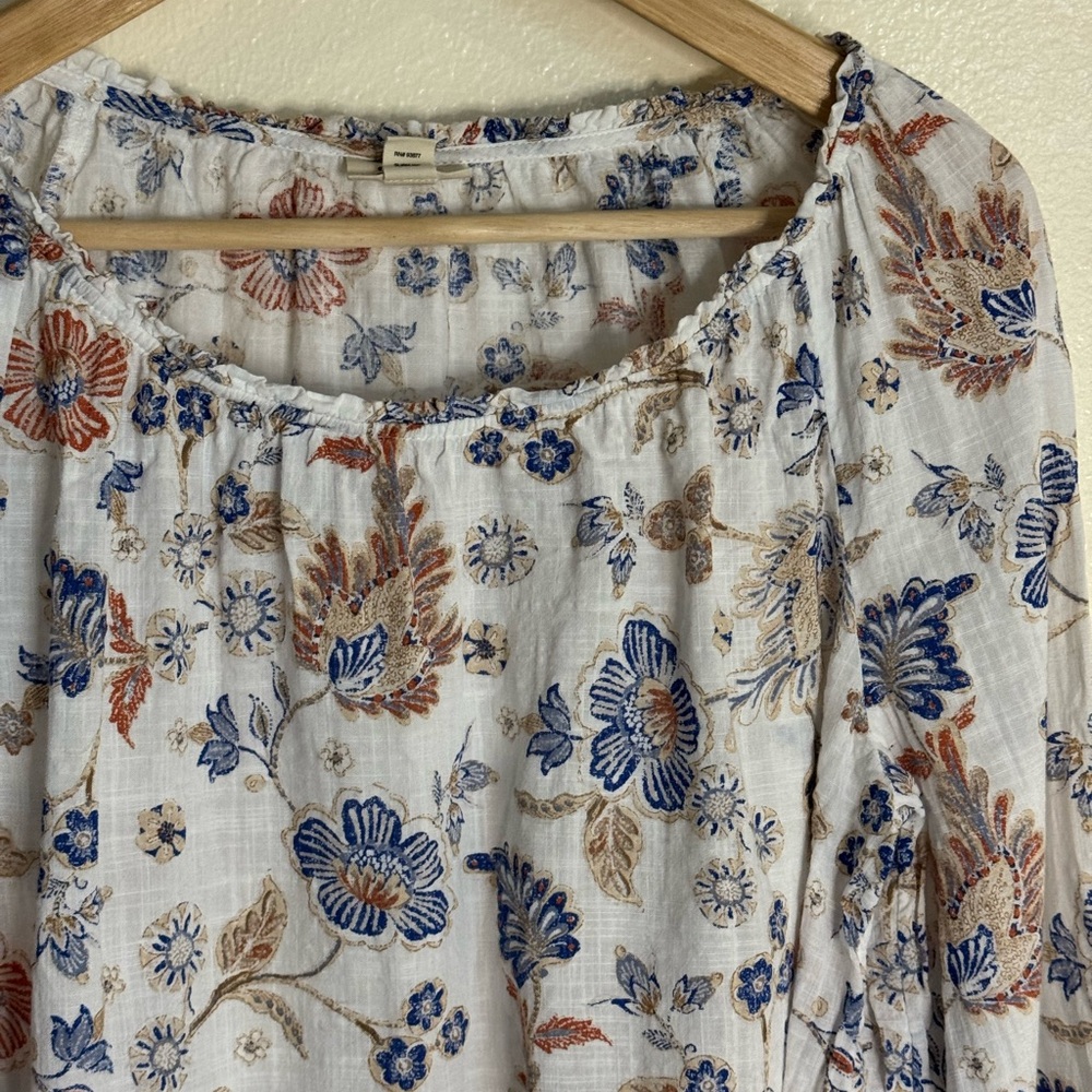 ANA A New Approach M Floral Peasant Blouse Women’s Medium Boho Cottagecore Top - Picture 4 of 9